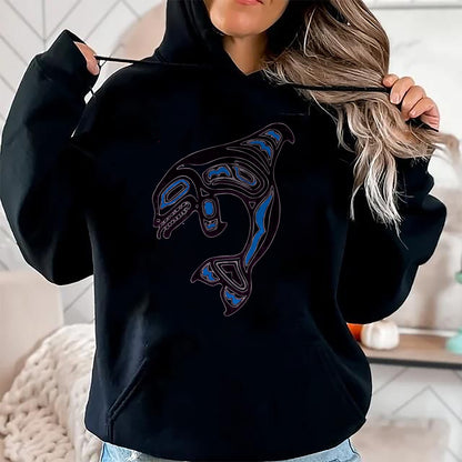 Native American T-Shirts, Vintage Native American Unisex T-Shirt/Hoodie/Sweatshirt HLT00 - Killer Whale Orca Pacific NW Native American Indian T-Shirt