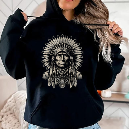 Native American T-Shirts, Vintage Native American Unisex T-Shirt/Hoodie/Sweatshirt HLT00 - Headdress Chief Ancestors Vintage, Native American Indian T-Shirt (1)