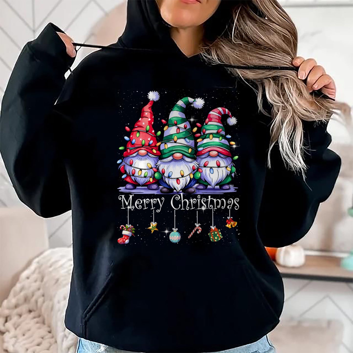 Cute Gnomes Merry Christmas Light Family Gnome Xmas Matching T-Shirt - Christmas Unisex T-Shirt/Hoodie/Sweatshirt - HNDS00