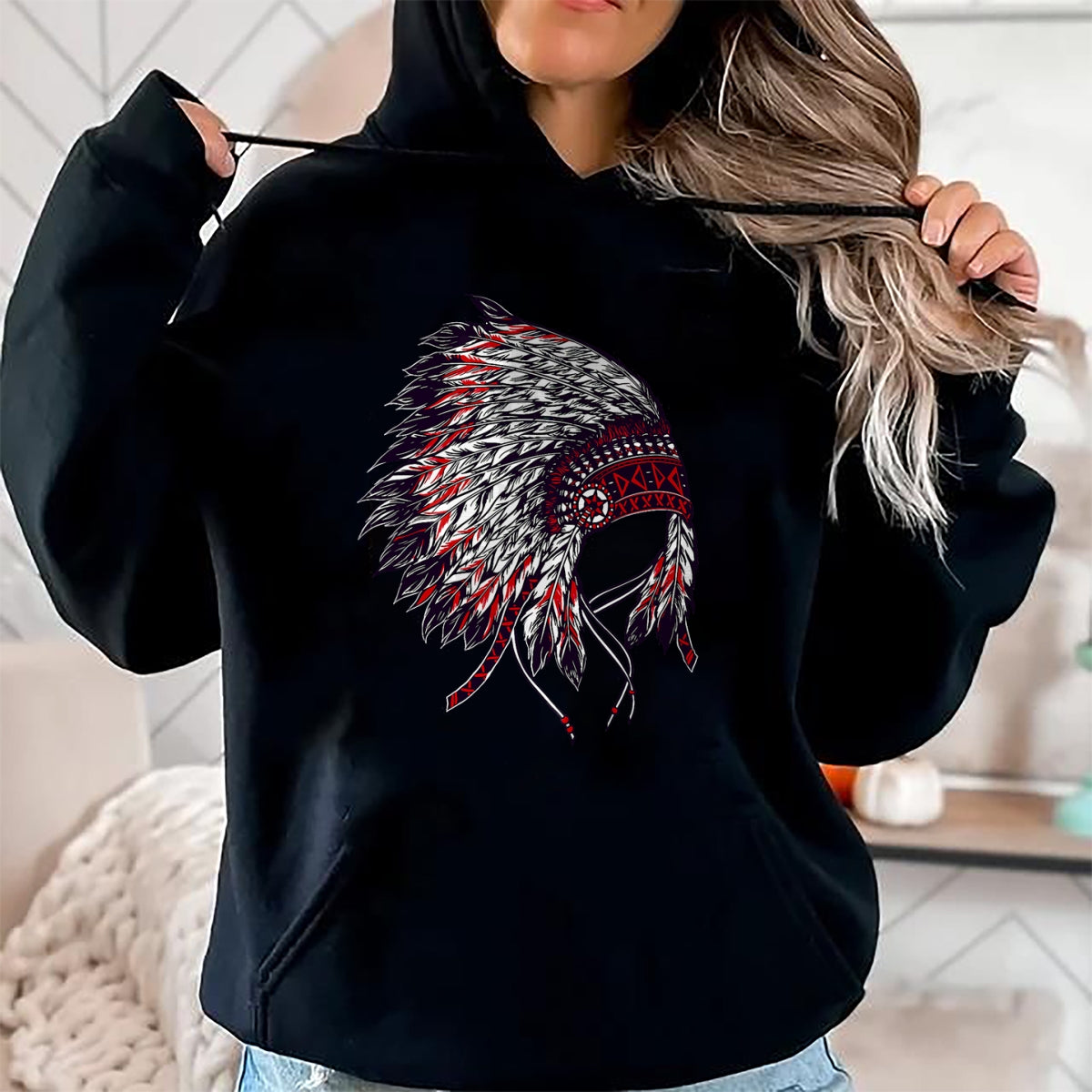 Native American T-Shirts, Vintage Native American Unisex T-Shirt/Hoodie/Sweatshirt HLT00 - Indian Headdress - Native American Roots Indigenous T-Shirt