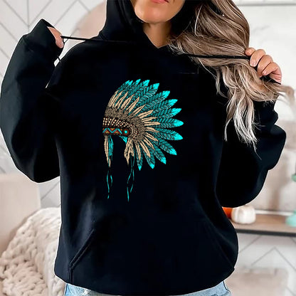 Native American T-Shirts, Vintage Native American Unisex T-Shirt/Hoodie/Sweatshirt HLT00 - Native American Indian Headdress Costume Jewelry Decor T-Shirt (1)