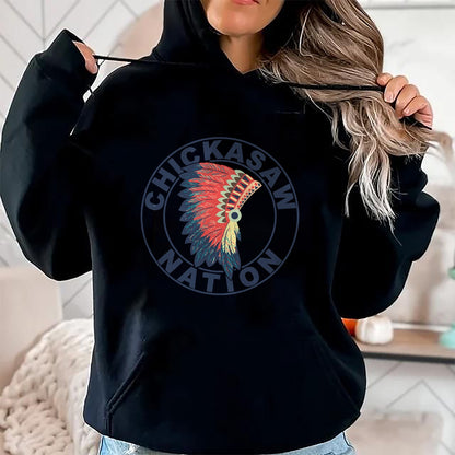 Native American T-Shirts, Vintage Native American Unisex T-Shirt/Hoodie/Sweatshirt HLT00 - American Flag - Chickasaw Nation Headdress Native American Chickasaw Tribe T-Shirt