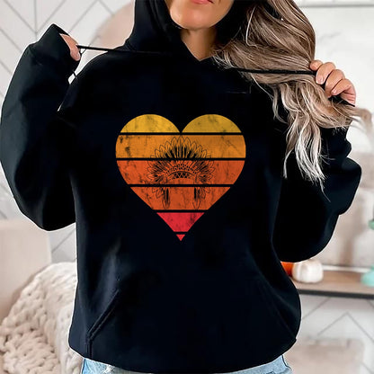 Native American T-Shirts, Vintage Native American Unisex T-Shirt/Hoodie/Sweatshirt HLT00 - Native American Retro Vintage Heart Sunset Native American T-Shirt