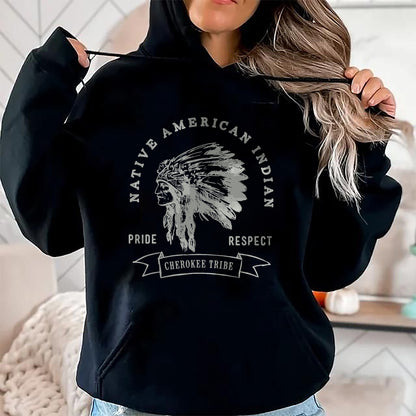 Native American T-Shirts, Vintage Native American Unisex T-Shirt/Hoodie/Sweatshirt HLT00 - American Flag - Cherokee Tribe Native American Indian Pride Respect Design T-Shirt (1)