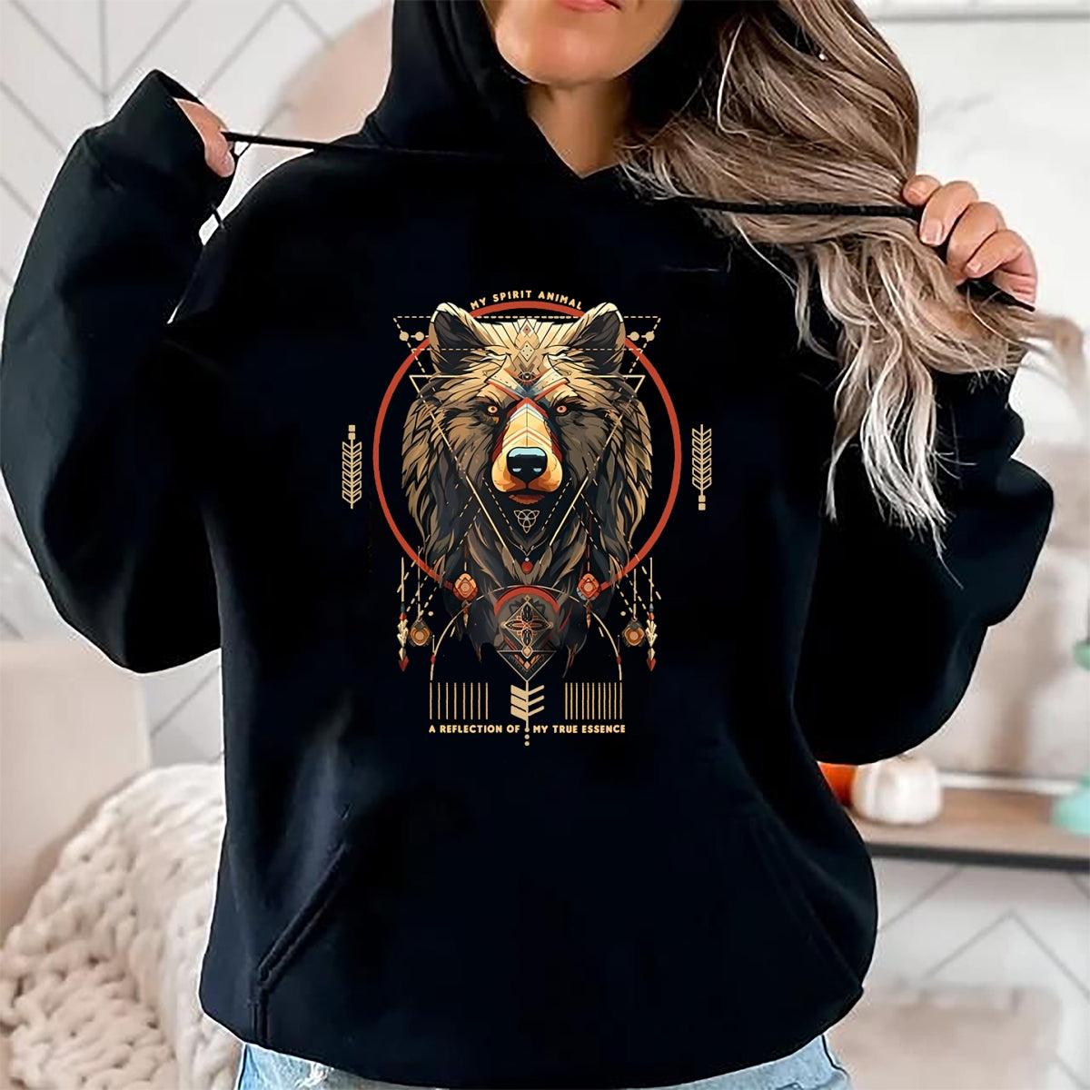 Native American T-Shirts, Vintage Native American Unisex T-Shirt/Hoodie/Sweatshirt HLT00 - American Flag - Bear Native American Mountain Forest Wildlife Bears Lover T-Shirt