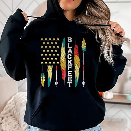 Native American T-Shirts, Vintage Native American Unisex T-Shirt/Hoodie/Sweatshirt HLT00 - American Flag - Blackfeet Flag Native Pride American Indian Tribe Blackfeet T-Shirt (1)
