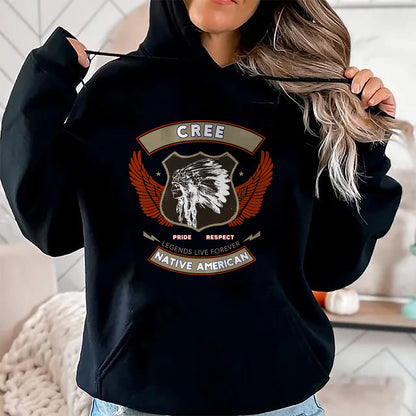 Native American T-Shirts, Vintage Native American Unisex T-Shirt/Hoodie/Sweatshirt HLT00 - American Flag - Cree Tribe Native American Indian Pride Respect Retro T-Shirt (1)