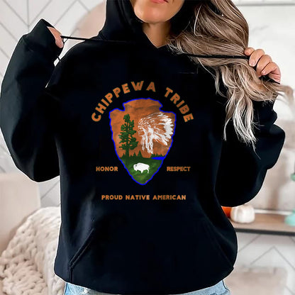 Native American T-Shirts, Vintage Native American Unisex T-Shirt/Hoodie/Sweatshirt HLT00 - American Flag - Chippewa Tribe Native American Indian Pride Respect Honor T-Shirt