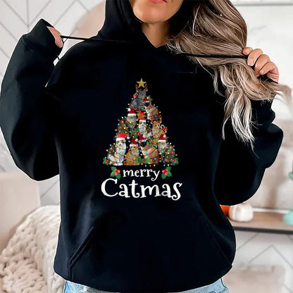 Merry Catmas Funny Cat Mom Cat Dad Christmas Cat T-Shirt - Christmas Unisex T-Shirt/Hoodie/Sweatshirt - HNDS00