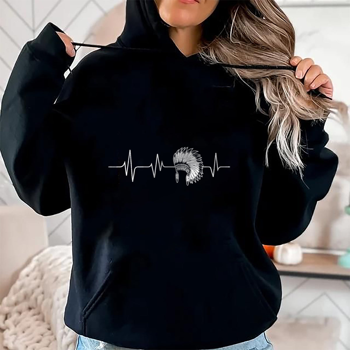 Native American T-Shirts, Vintage Native American Unisex T-Shirt/Hoodie/Sweatshirt HLT00 - Native American Headdress - Heartbeat Cherokee Indian Pride T-Shirt