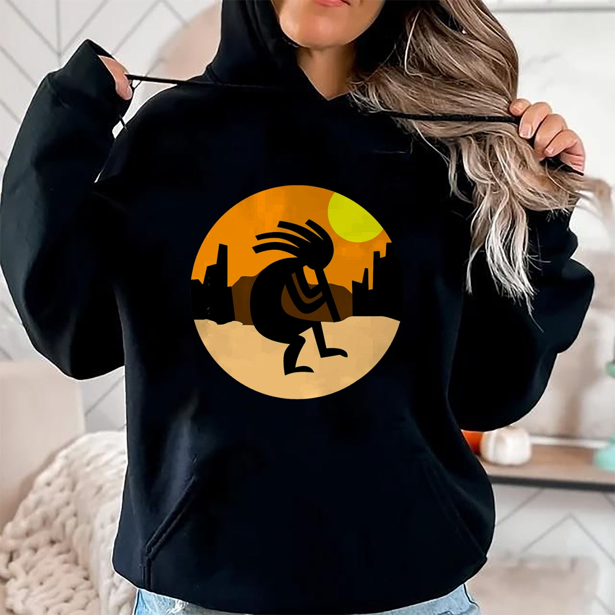 Native American T-Shirts, Vintage Native American Unisex T-Shirt/Hoodie/Sweatshirt HLT00 - Kokopelli Native American Sunset T-Shirt T-Shirt