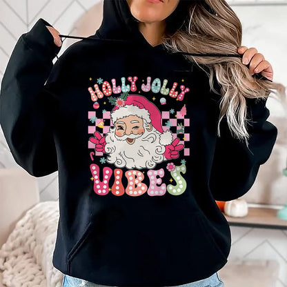 Groovy Cute Santa Claus Christmas Vibes Xmas Girls Womens T-Shirt - Christmas Unisex T-Shirt/Hoodie/Sweatshirt - HNDS00