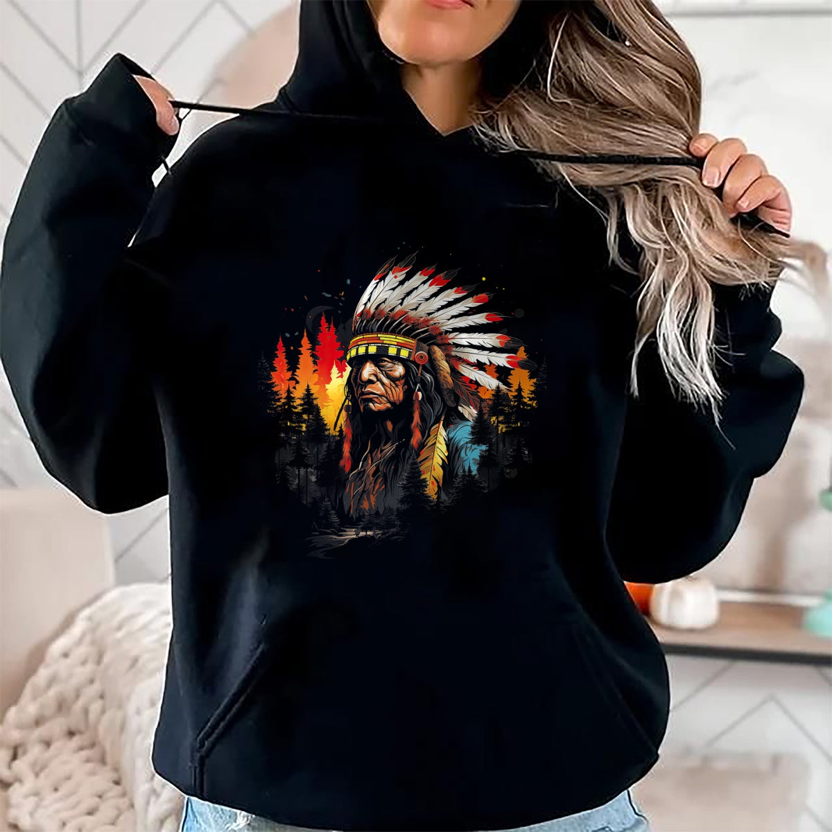 Native American T-Shirts, Vintage Native American Unisex T-Shirt/Hoodie/Sweatshirt HLT00 - Native American Chief Tribes Culture Sacred Sioux T-Shirt (2)