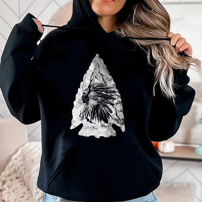 Native American T-Shirts, Vintage Native American Unisex T-Shirt/Hoodie/Sweatshirt HLT00 - American Flag - Arrowhead Hunter Indian Chief Relic Hunting Native American T-Shirt (1)