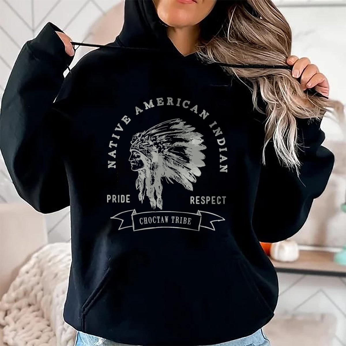Native American T-Shirts, Vintage Native American Unisex T-Shirt/Hoodie/Sweatshirt HLT00 - American Flag - Choctaw Tribe Native American Indian Pride Respect T-Shirt (1)