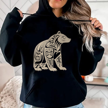 Native American T-Shirts, Vintage Native American Unisex T-Shirt/Hoodie/Sweatshirt HLT00 - American Flag - Bear Native Formline Art Salish Haida Tlingit Pacific Animal T-Shirt (1)