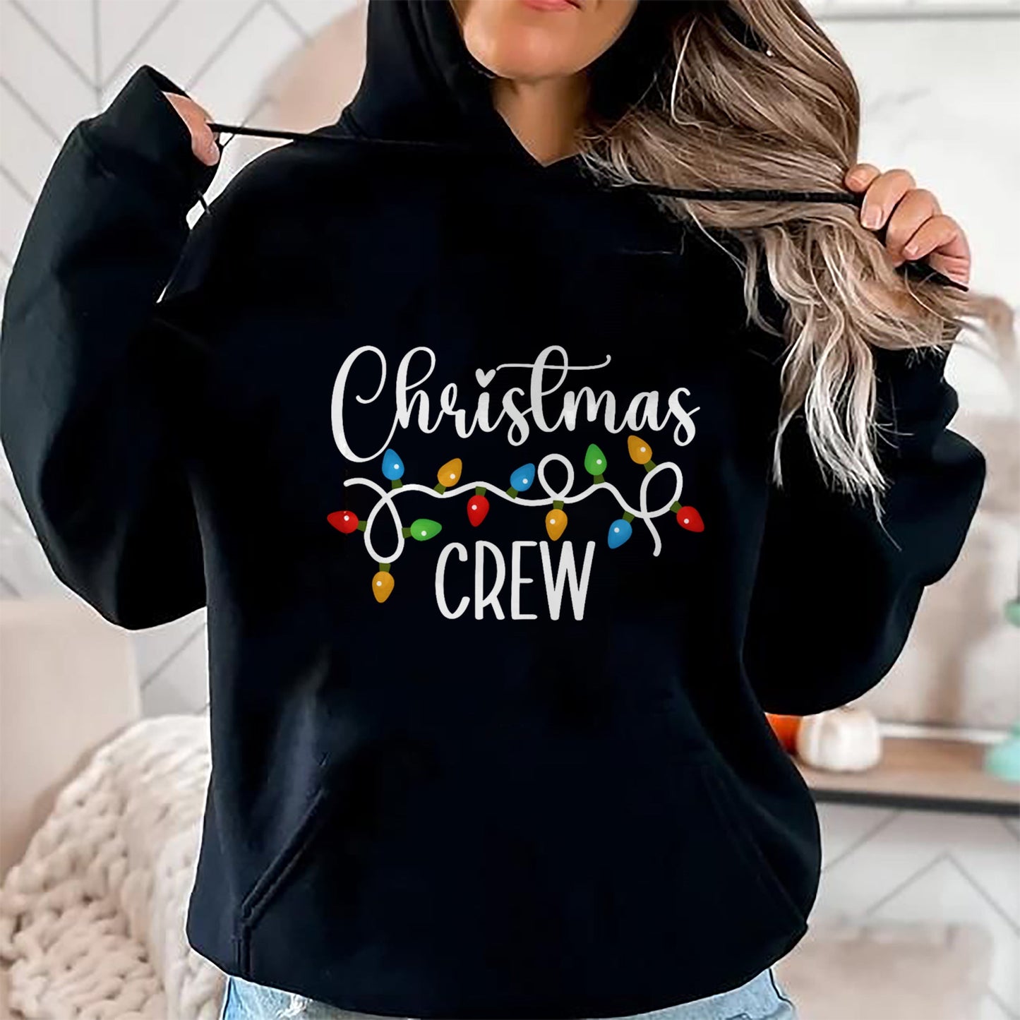 Christmas Crew Xmas Lights Family Matching Pajamas Holiday T-Shirt - Christmas Unisex T-Shirt/Hoodie/Sweatshirt - HNDS00