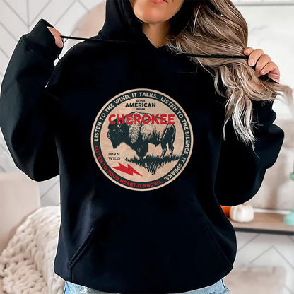 Native American T-Shirts, Vintage Native American Unisex T-Shirt/Hoodie/Sweatshirt HLT00 - American Flag - Cherokee Native American Indian Born Freedom Wild Buffalo T-Shirt (1)