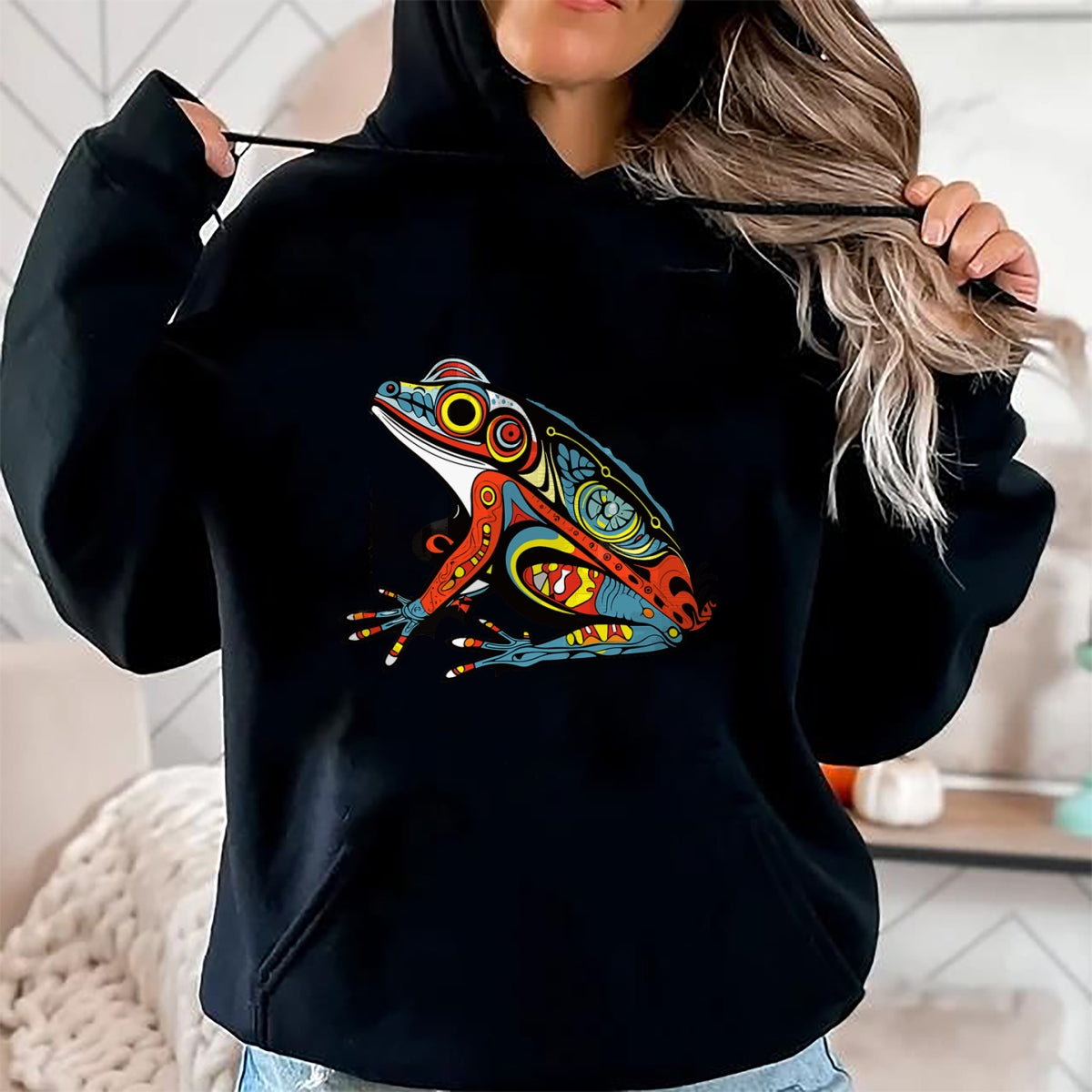 Native American T-Shirts, Vintage Native American Unisex T-Shirt/Hoodie/Sweatshirt HLT00 - Frog Native American Indian Style Art Pacific Northwest T-Shirt