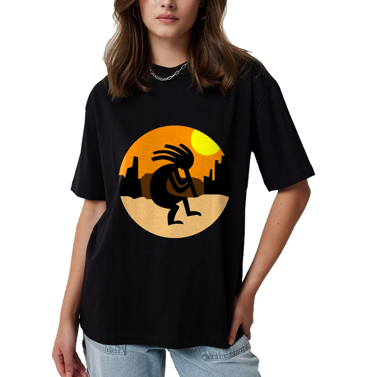 Native American T-Shirts, Vintage Native American Unisex T-Shirt/Hoodie/Sweatshirt HLT00 - Kokopelli Native American Sunset T-Shirt T-Shirt