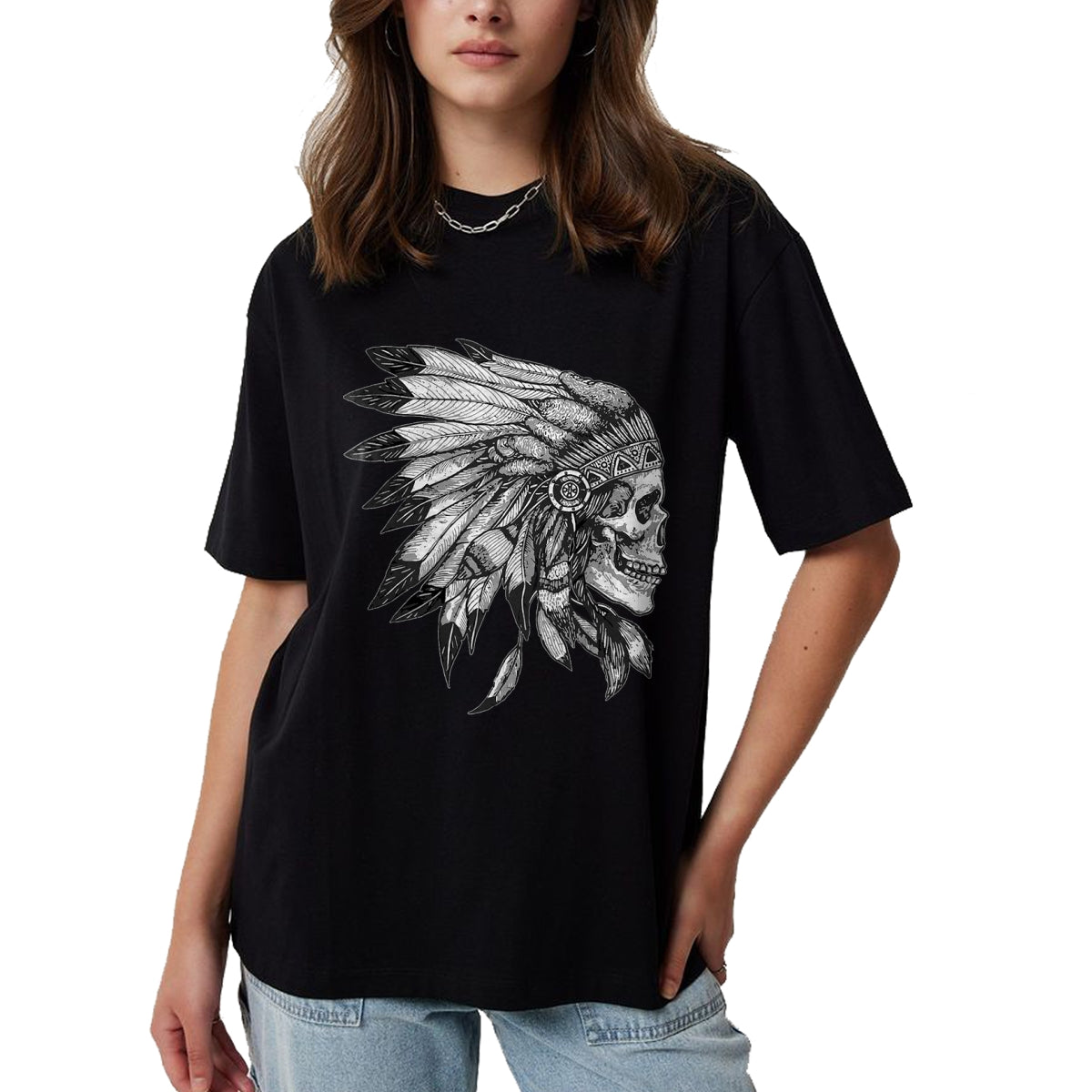 Native American T-Shirts, Vintage Native American Unisex T-Shirt/Hoodie/Sweatshirt HLT00 - American Flag - American Motorcycle Skull Native Indian Eagle Chief Vintage T-Shirt (1)