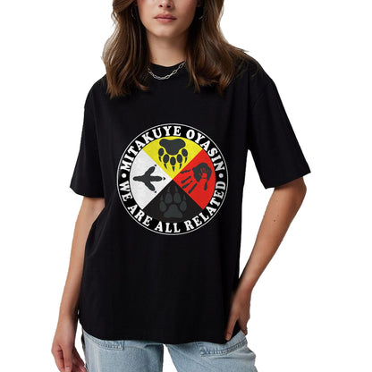 Native American T-Shirts, Vintage Native American Unisex T-Shirt/Hoodie/Sweatshirt HLT00 - Native American Medicine Wheel Mitakuye Oyasin T-Shirt (1)