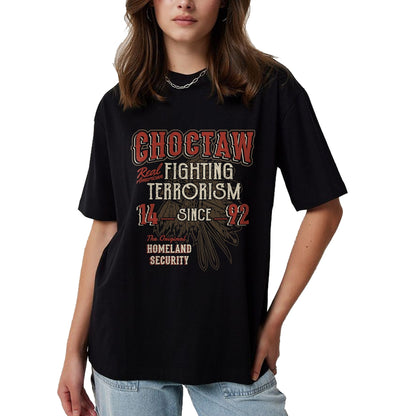 Native American T-Shirts, Vintage Native American Unisex T-Shirt/Hoodie/Sweatshirt HLT00 - American Flag - Choctaw Fighting Terrorism Since 1492 Native American T-Shirt
