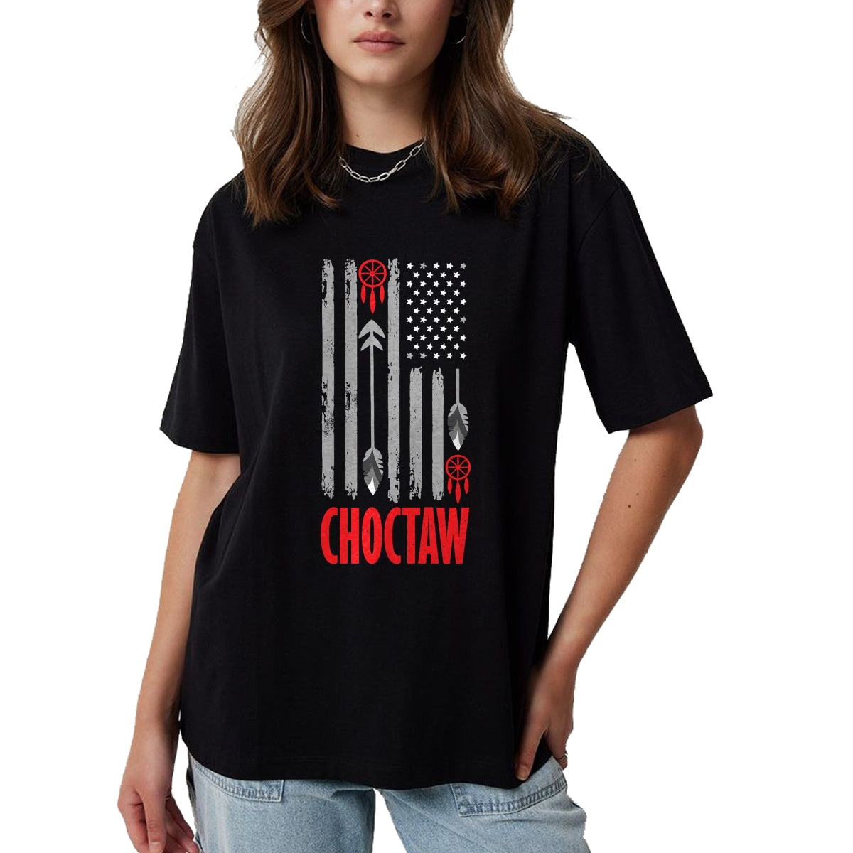 Native American T-Shirts, Vintage Native American Unisex T-Shirt/Hoodie/Sweatshirt HLT00 - American Flag - Choctaw Tribe Native American Day Indigenous Peoples Day Men T-Shirt