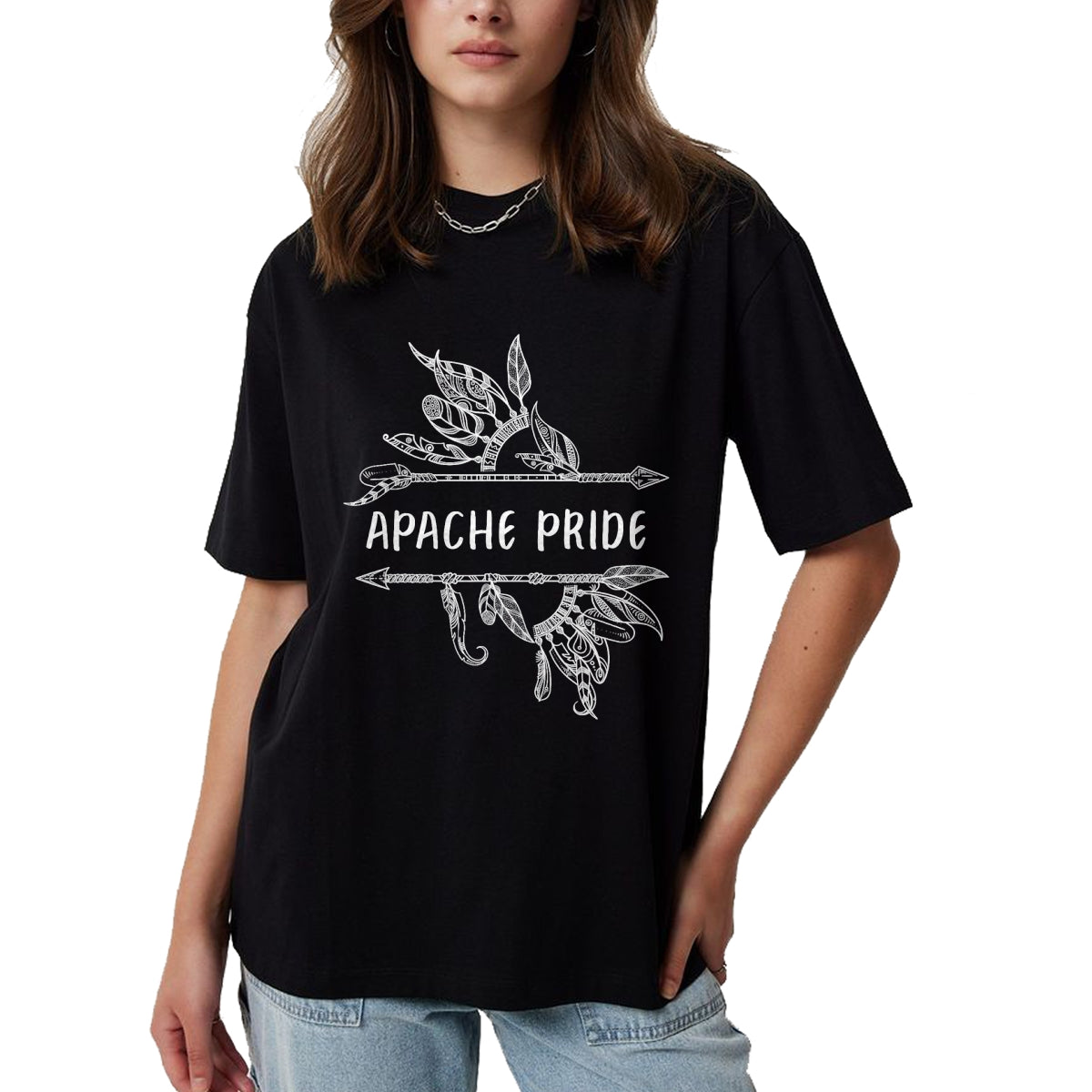 Native American T-Shirts, Vintage Native American Unisex T-Shirt/Hoodie/Sweatshirt HLT00 - American Flag - Apache Pride Indian Native American Roots T-Shirt (1)
