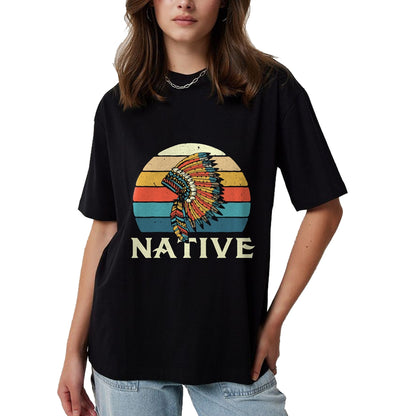 Native American T-Shirts, Vintage Native American Unisex T-Shirt/Hoodie/Sweatshirt HLT00 - Native Indian Retro Headdress Native American Blood Pride T-Shirt