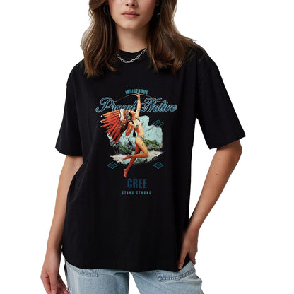 Native American T-Shirts, Vintage Native American Unisex T-Shirt/Hoodie/Sweatshirt HLT00 - American Flag - Cree Indigenous Proud Native Art Deco Stand Strong T-Shirt