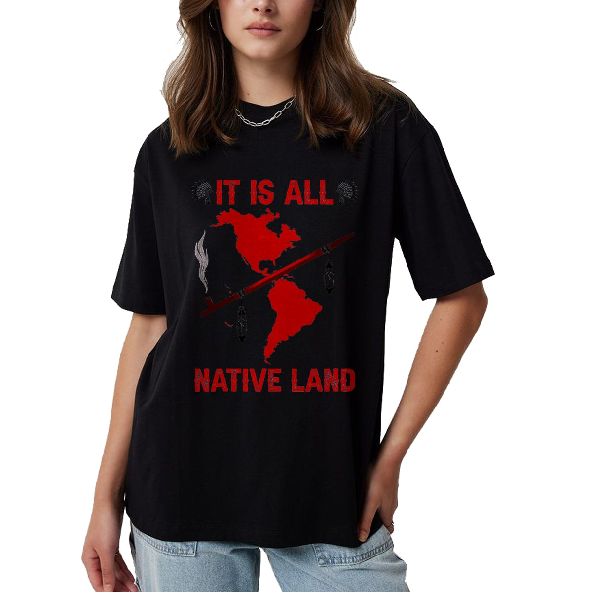 Native American T-Shirts, Vintage Native American Unisex T-Shirt/Hoodie/Sweatshirt HLT00 - It Is All Native Land T-Shirt