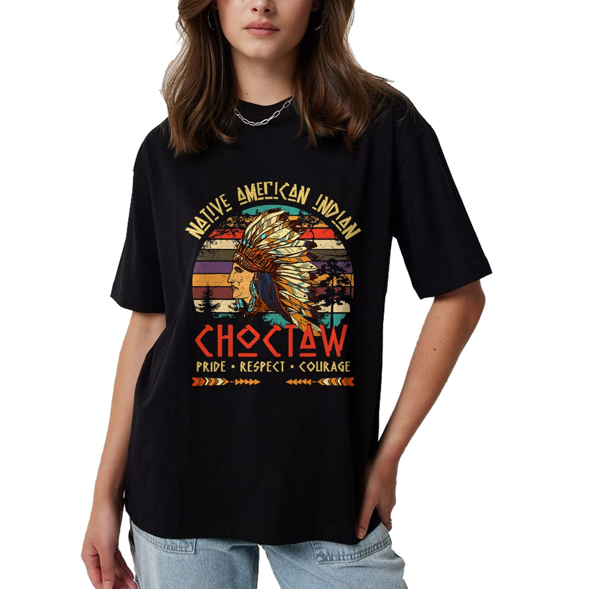 Native American T-Shirts, Vintage Native American Unisex T-Shirt/Hoodie/Sweatshirt HLT00 - American Flag - Choctaw Native American Indian Pride Indigenous Tribe T-Shirt