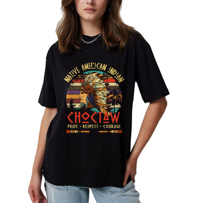 Native American T-Shirts, Vintage Native American Unisex T-Shirt/Hoodie/Sweatshirt HLT00 - American Flag - Choctaw Native American Indian Pride Indigenous Tribe T-Shirt