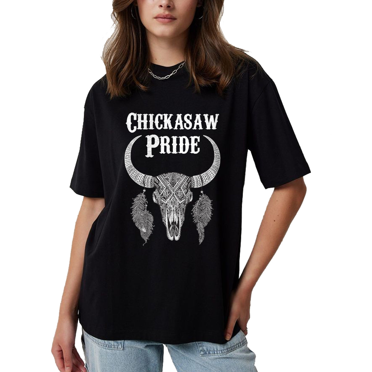 Native American T-Shirts, Vintage Native American Unisex T-Shirt/Hoodie/Sweatshirt HLT00 - American Flag - Chickasaw Pride Tribe Native American Indian Buffalo T-Shirt (1)
