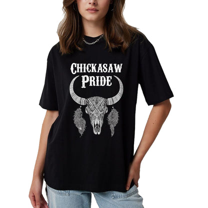 Native American T-Shirts, Vintage Native American Unisex T-Shirt/Hoodie/Sweatshirt HLT00 - American Flag - Chickasaw Pride Tribe Native American Indian Buffalo T-Shirt (1)
