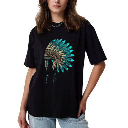 Native American T-Shirts, Vintage Native American Unisex T-Shirt/Hoodie/Sweatshirt HLT00 - Native American Indian Headdress Costume Jewelry Decor T-Shirt (1)
