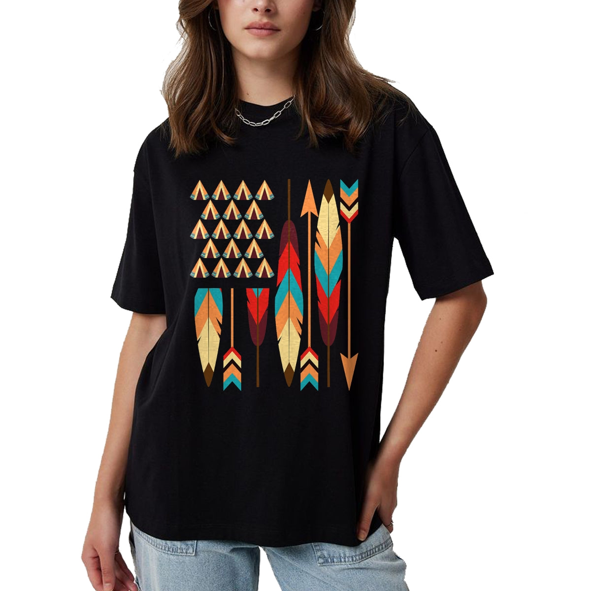 Native American T-Shirts, Vintage Native American Unisex T-Shirt/Hoodie/Sweatshirt HLT00 - Native American Pride USA Flag T-Shirt T-Shirt