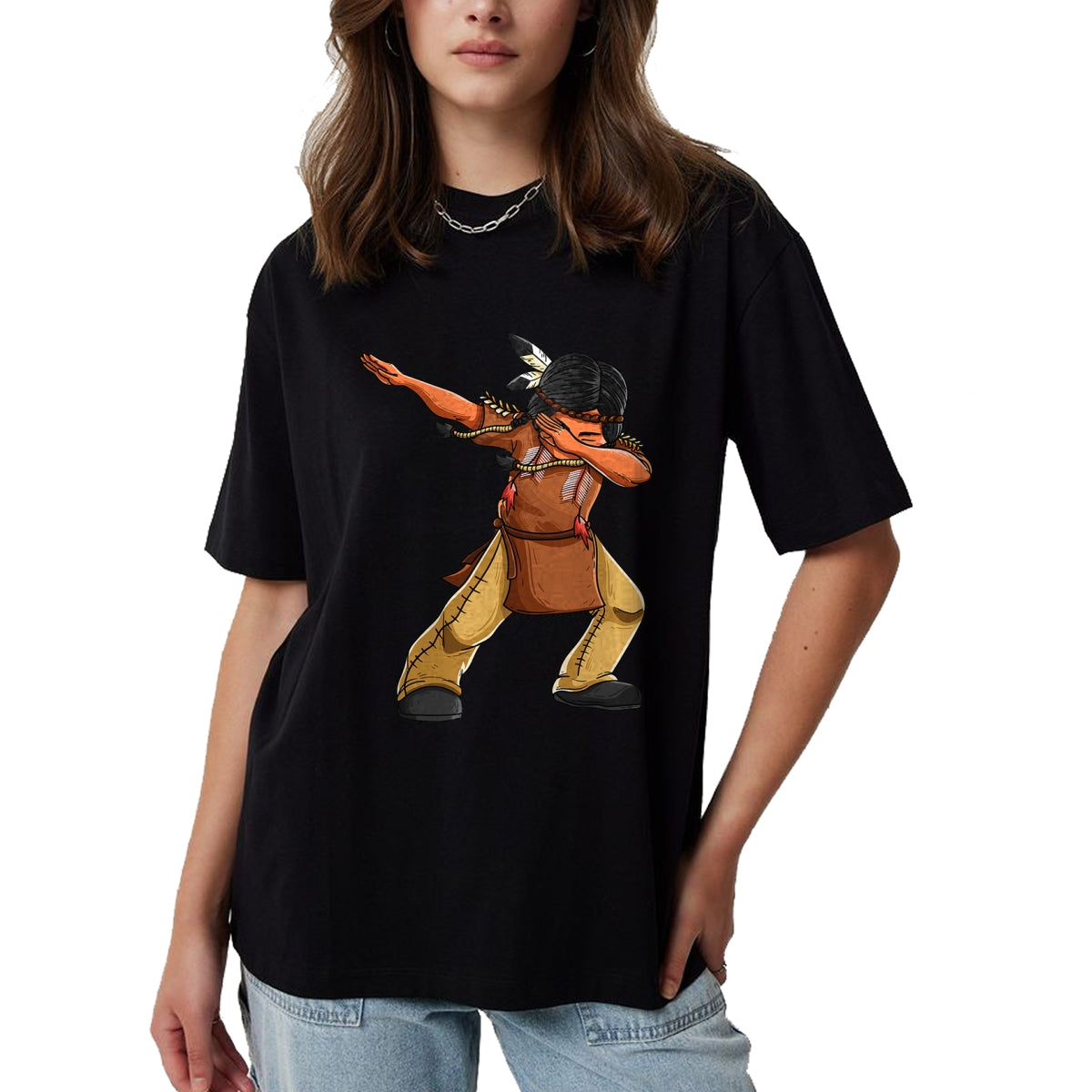 Native American T-Shirts, Vintage Native American Unisex T-Shirt/Hoodie/Sweatshirt HLT00 - American Flag - Dabbing Indian Funny Cute Native American Dance Dab Gift T-Shirt (1)