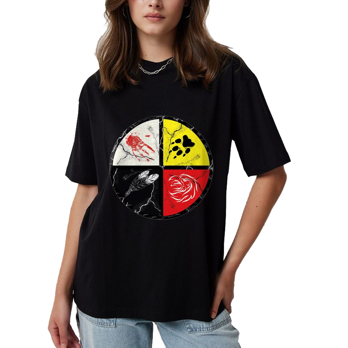 Native American T-Shirts, Vintage Native American Unisex T-Shirt/Hoodie/Sweatshirt HLT00 - Native American Medicine Wheel T-Shirt (1)