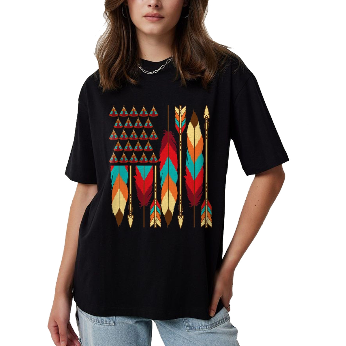 Native American T-Shirts, Vintage Native American Unisex T-Shirt/Hoodie/Sweatshirt HLT00 - Native American Flag - Pride Month Indigenous People Veteran T-Shirt