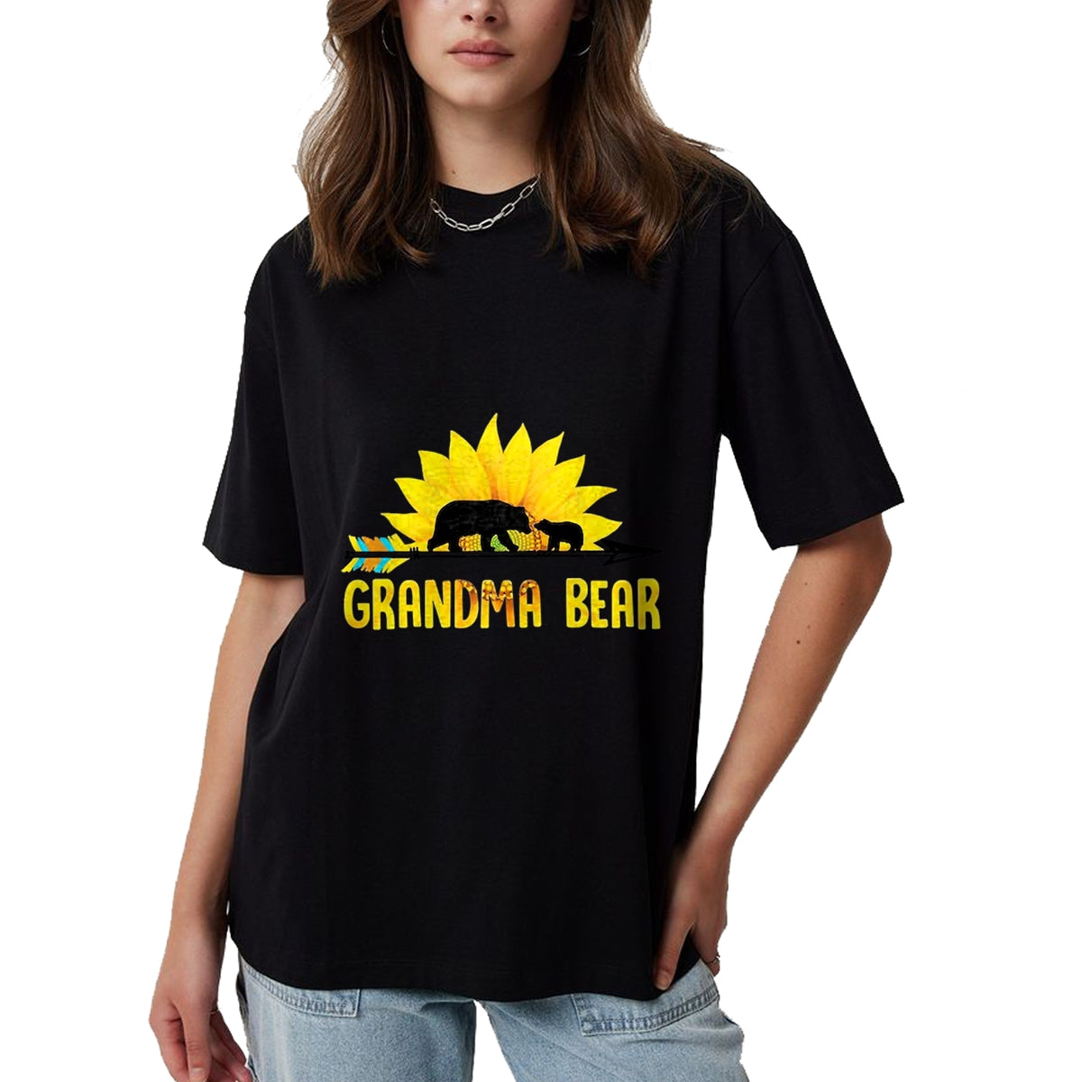 Native American T-Shirts, Vintage Native American Unisex T-Shirt/Hoodie/Sweatshirt HLT00 - Grandma Bear Sunflower Native American T-Shirt (1)