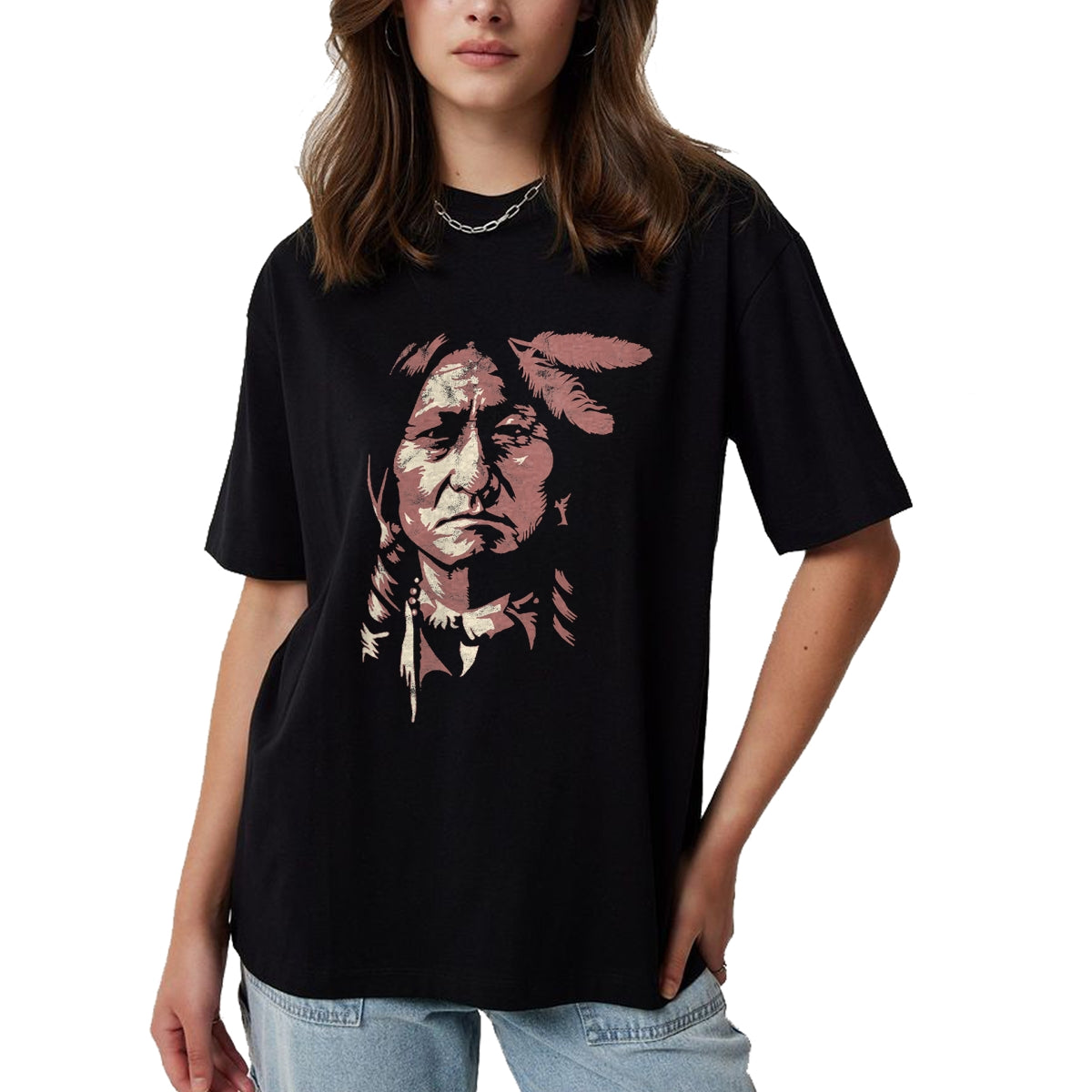 Native American T-Shirts, Vintage Native American Unisex T-Shirt/Hoodie/Sweatshirt HLT00 - Sitting Bull Native American Indian Chief Lakota Sioux Pride T-Shirt (1)