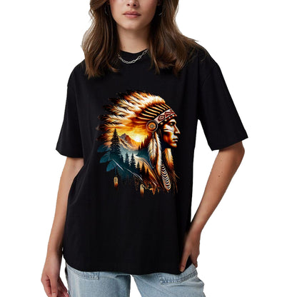 Native American T-Shirts, Vintage Native American Unisex T-Shirt/Hoodie/Sweatshirt HLT00 - American Flag - Cool Native American Indian Chief Men Women Native American T-Shirt (1)