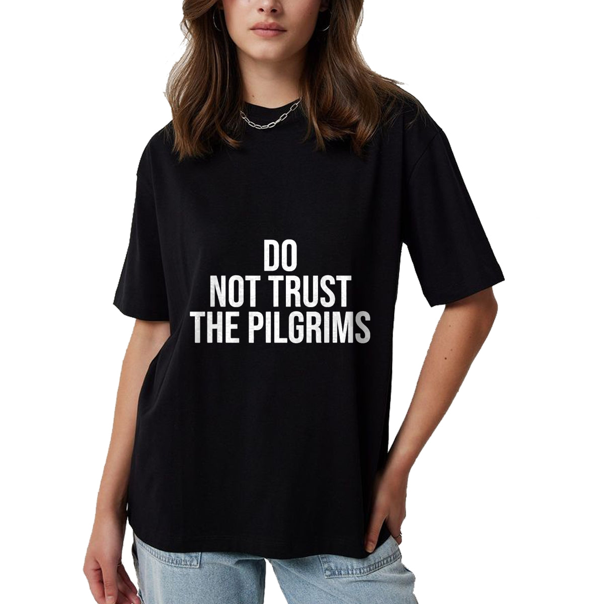 Native American T-Shirts, Vintage Native American Unisex T-Shirt/Hoodie/Sweatshirt HLT00 - American Flag - Don't Trust the Pilgrims - Thanksgiving Native American T-Shirt