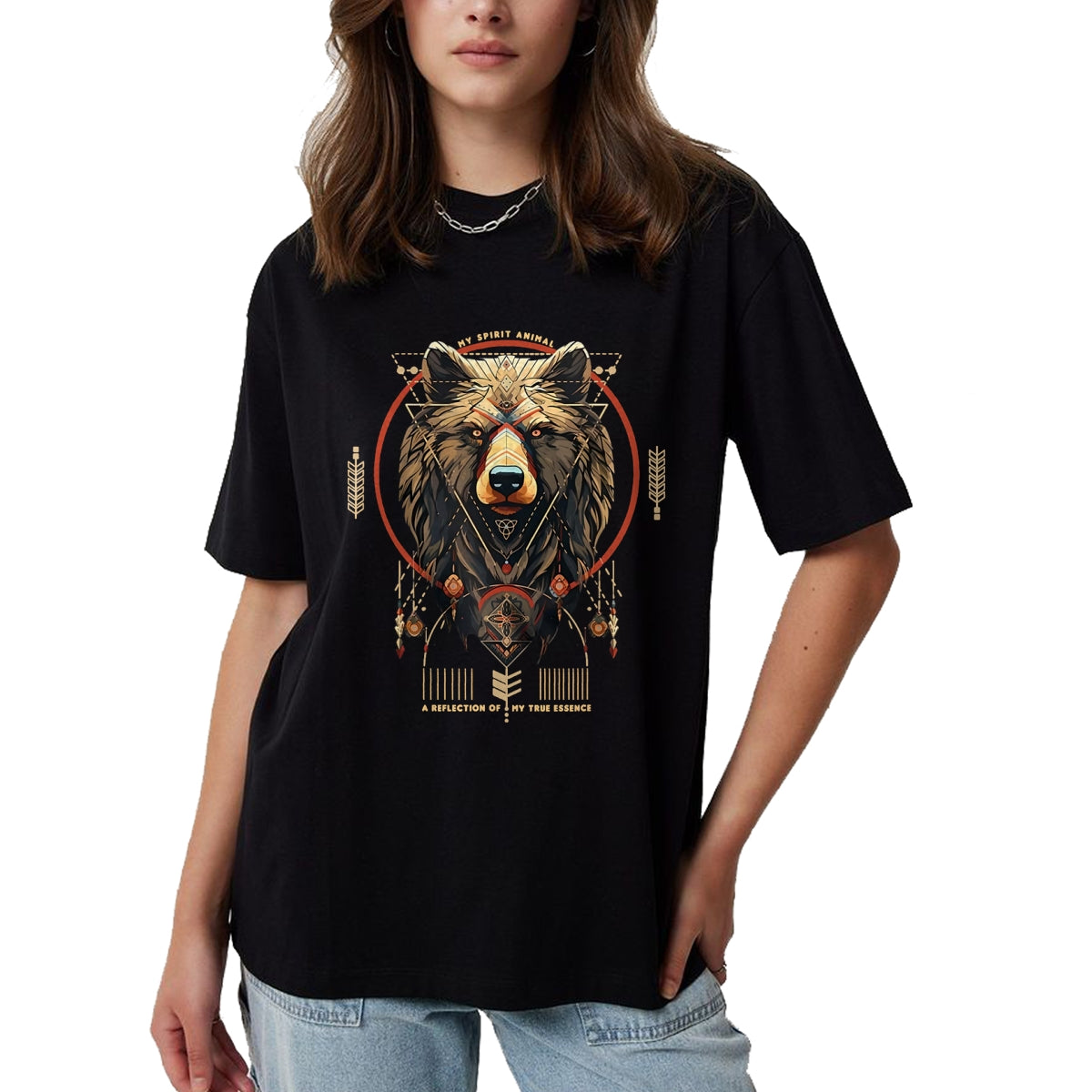 Native American T-Shirts, Vintage Native American Unisex T-Shirt/Hoodie/Sweatshirt HLT00 - American Flag - Bear Native American Mountain Forest Wildlife Bears Lover T-Shirt