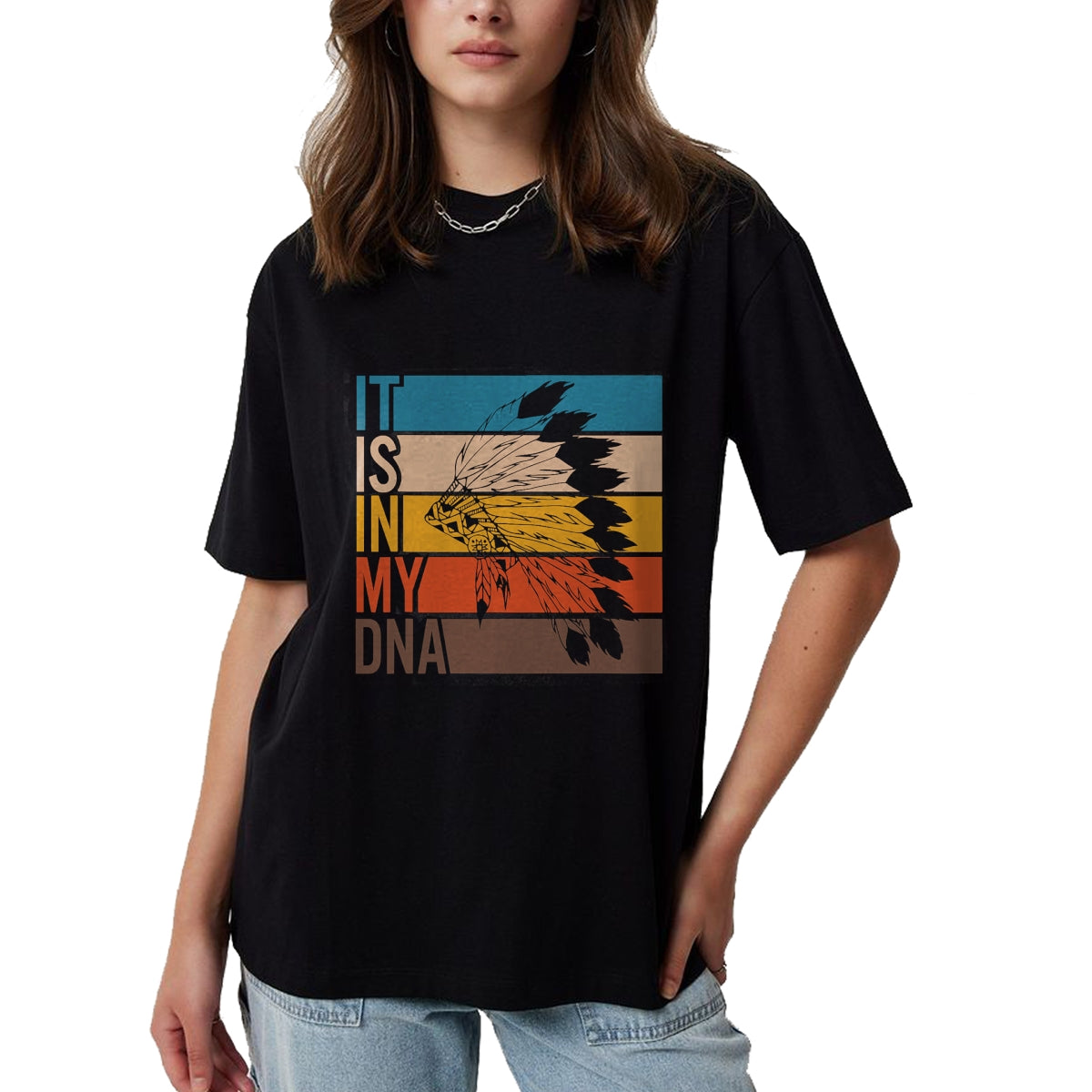 Native American T-Shirts, Vintage Native American Unisex T-Shirt/Hoodie/Sweatshirt HLT00 - It's In My DNA Retro Vintage Heritage Native American Indian T-Shirt (1)