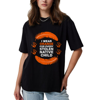 Native American T-Shirts, Vintage Native American Unisex T-Shirt/Hoodie/Sweatshirt HLT00 - American Flag - American I Wear Orange For Every Native Child Indian Pride T-Shirt
