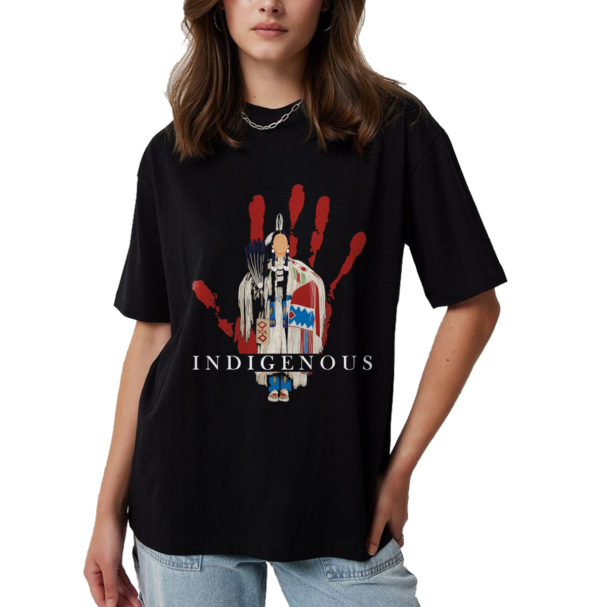 Native American T-Shirts, Vintage Native American Unisex T-Shirt/Hoodie/Sweatshirt HLT00 - Native American Indigenous Red Hand Indian Blood Themed T-Shirt (3)
