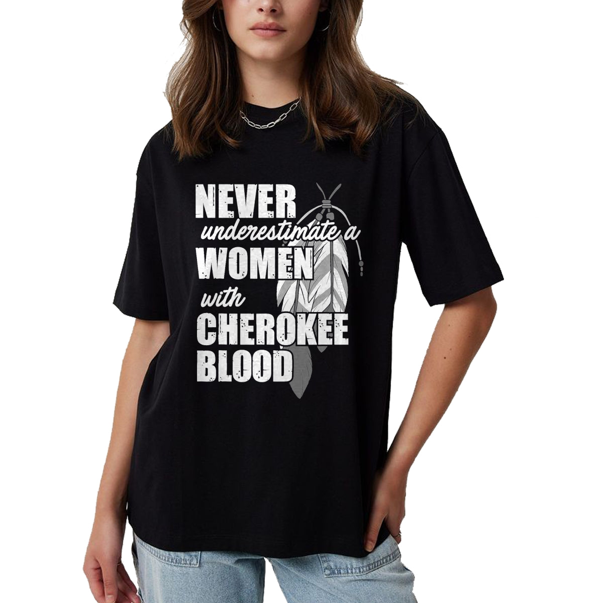 Native American T-Shirts, Vintage Native American Unisex T-Shirt/Hoodie/Sweatshirt HLT00 - American Flag - Cool Cherokee Blood Women Funny Native American Gift For Her T-Shirt (1)
